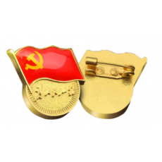 镀金新党员徽章 党徽胸章 厚度2mm 别针扣